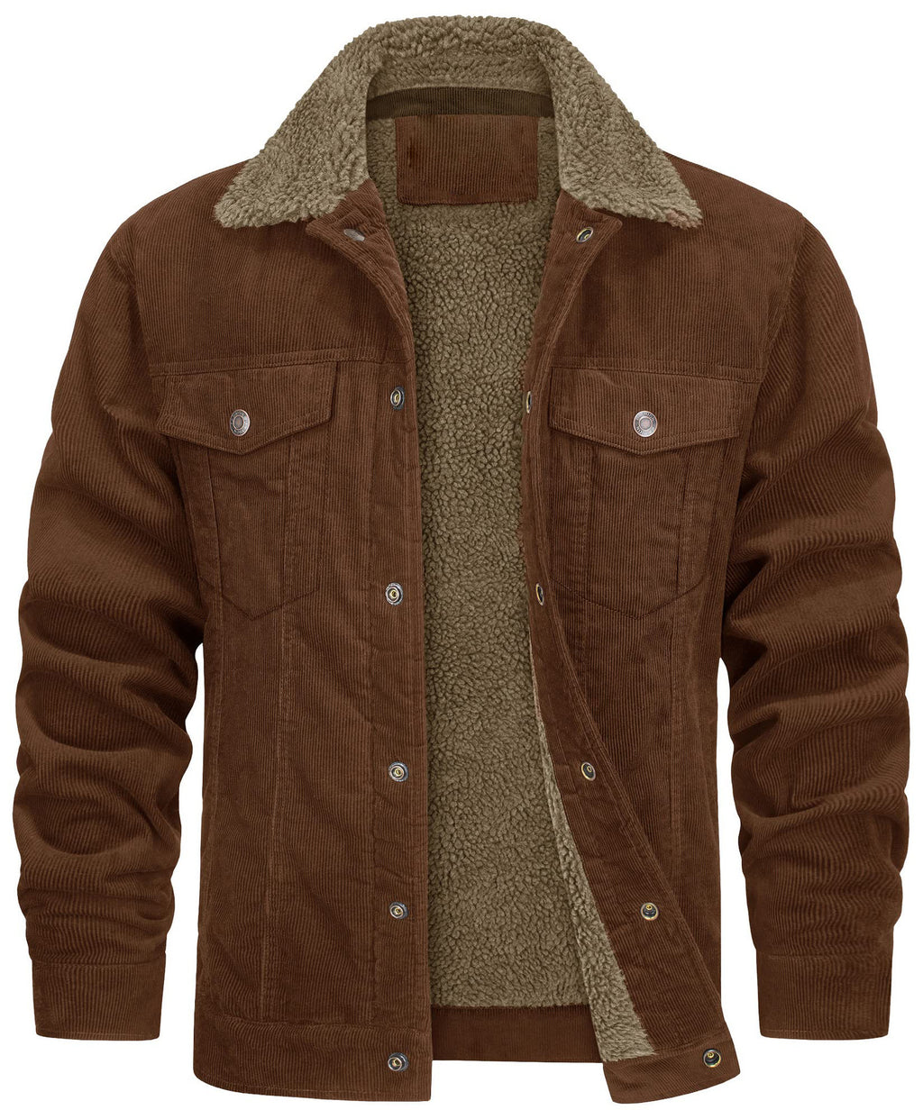 Men's Corduroy Plush Lapel Casual Jacket