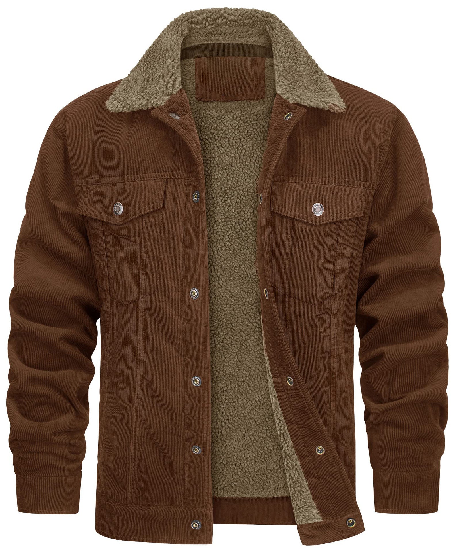 Men's Corduroy Plush Lapel Casual Jacket