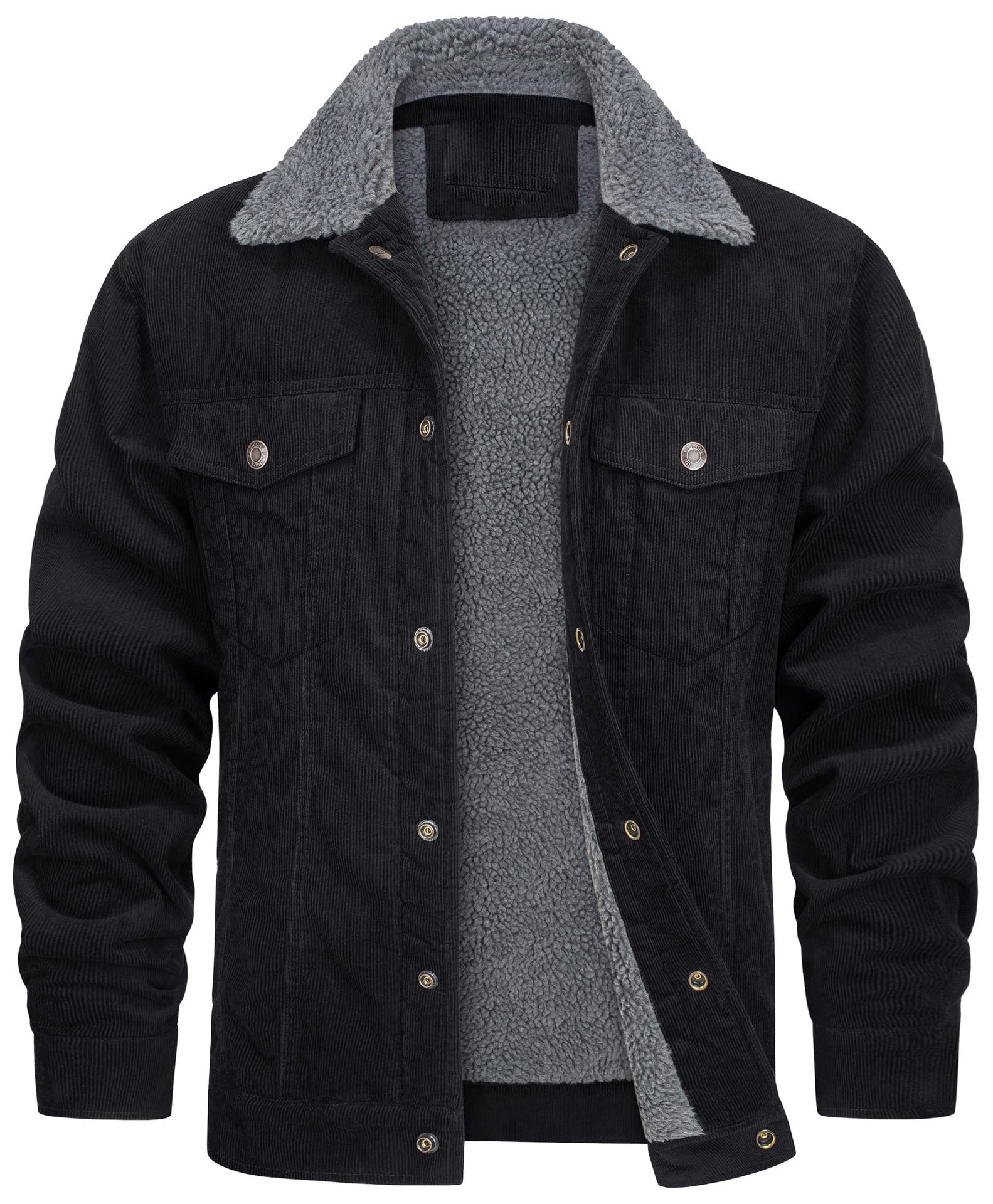 Men's Corduroy Plush Lapel Casual Jacket
