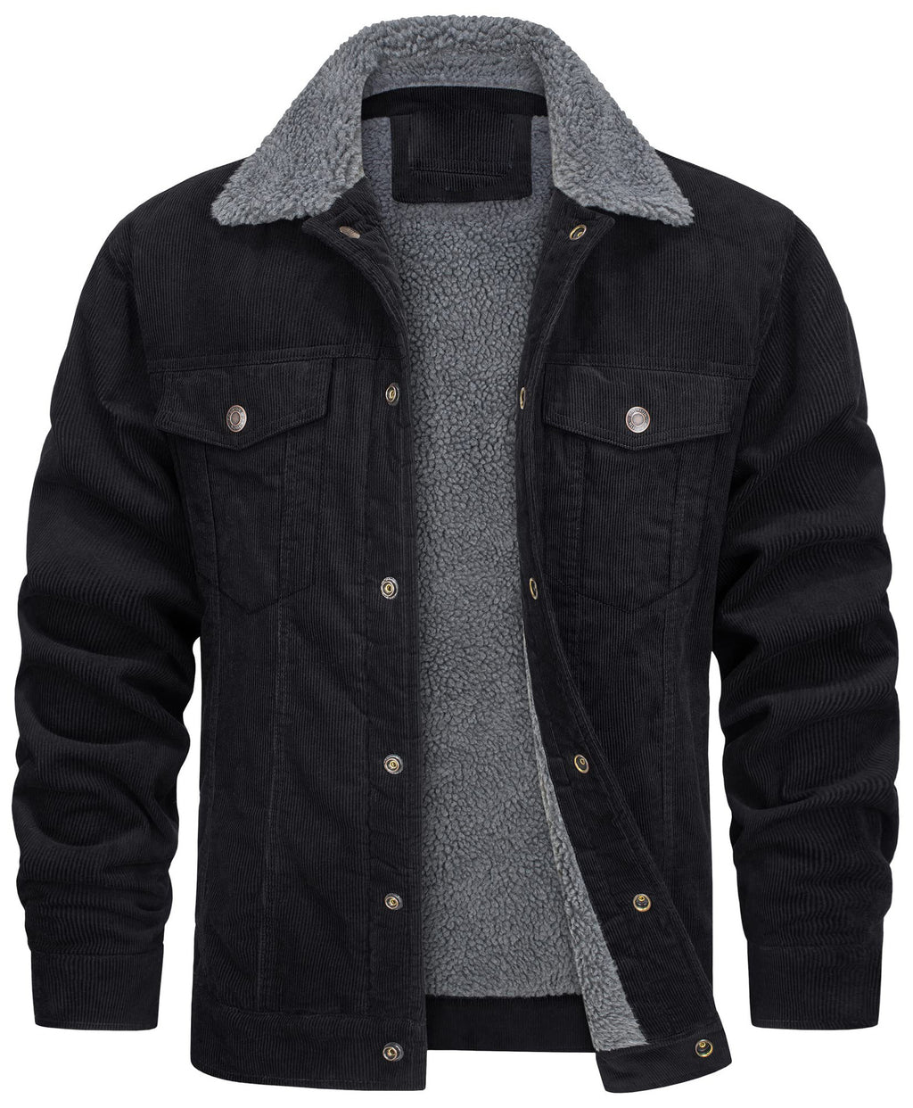 Men's Corduroy Plush Lapel Casual Jacket