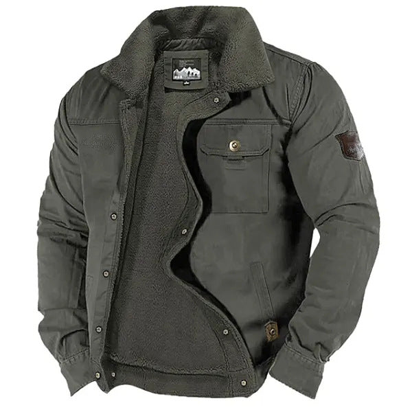 Men's Fleece-Lined Cotton Padded Lambswool Jacket