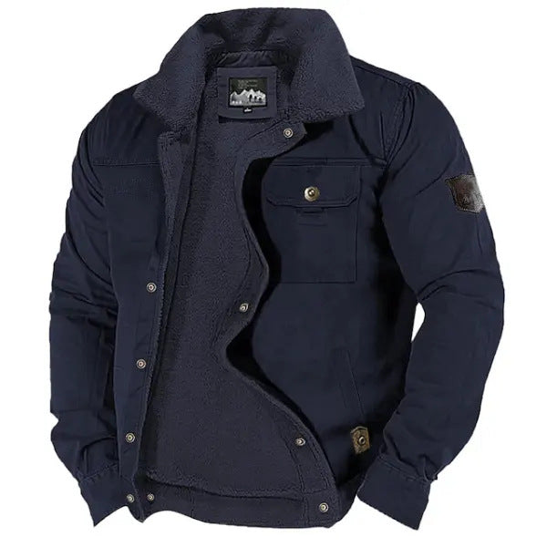 Men's Fleece-Lined Cotton Padded Lambswool Jacket