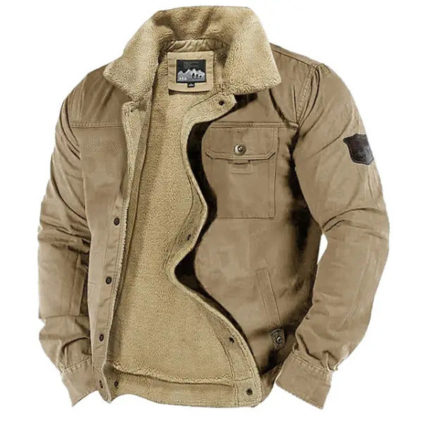Men's Fleece-Lined Cotton Padded Lambswool Jacket