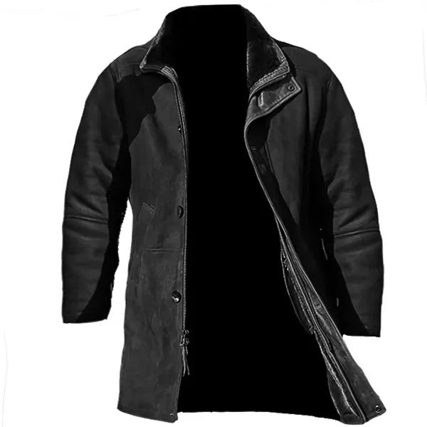 Men's Mid-Length Faux Deerskin Fur Coat