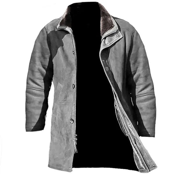 Men's Mid-Length Faux Deerskin Fur Coat