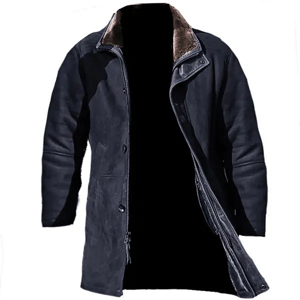 Men's Mid-Length Faux Deerskin Fur Coat