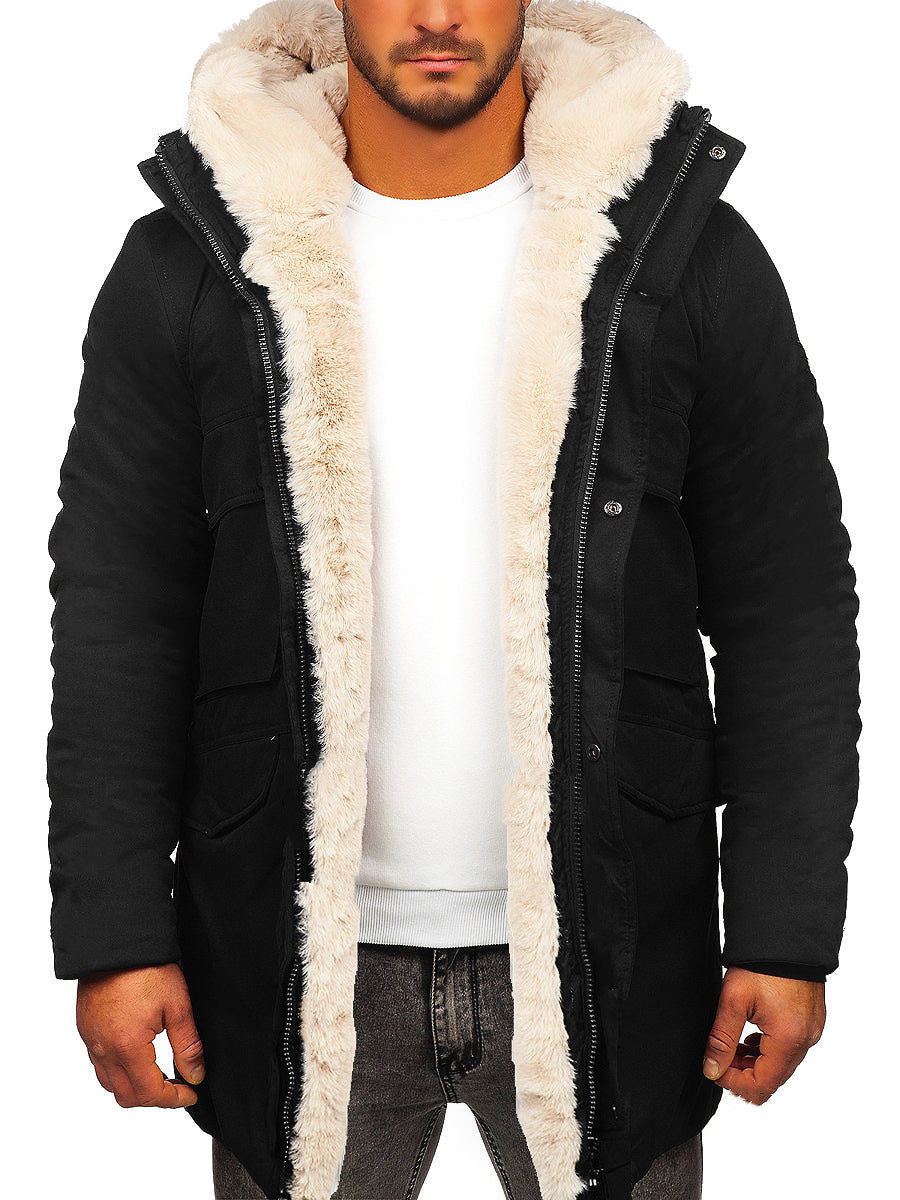 Men's Hooded Faux Fur Cotton Coat