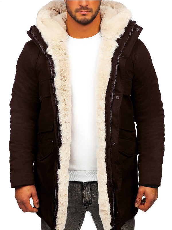 Men's Hooded Faux Fur Cotton Coat