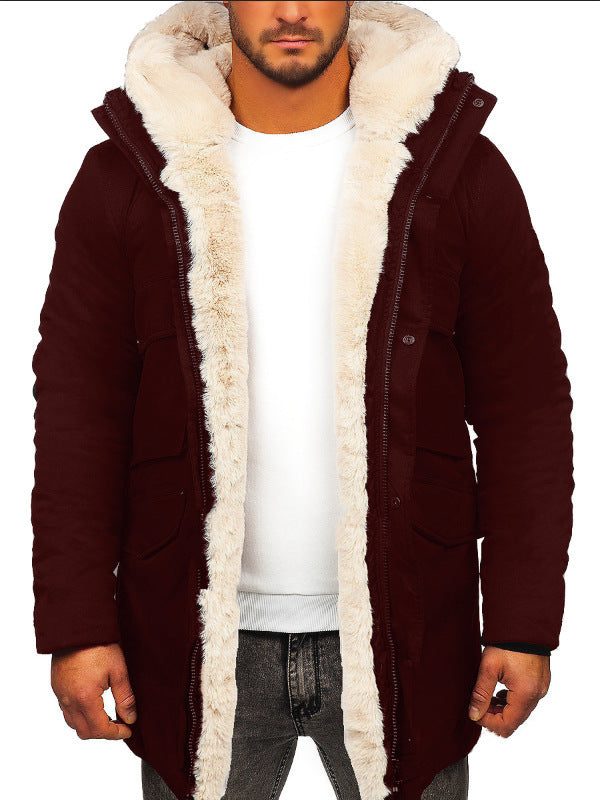 Men's Hooded Faux Fur Cotton Coat