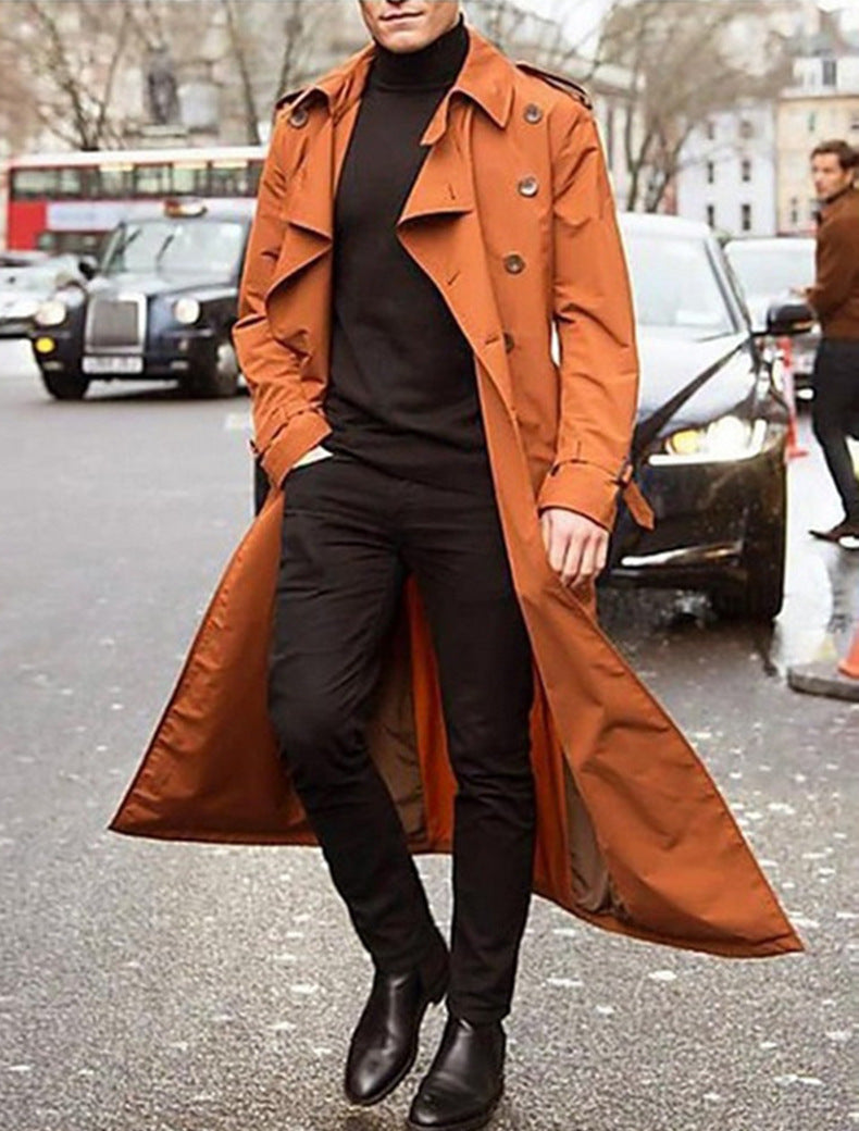 Men's Fashion Long Windbreaker Coat