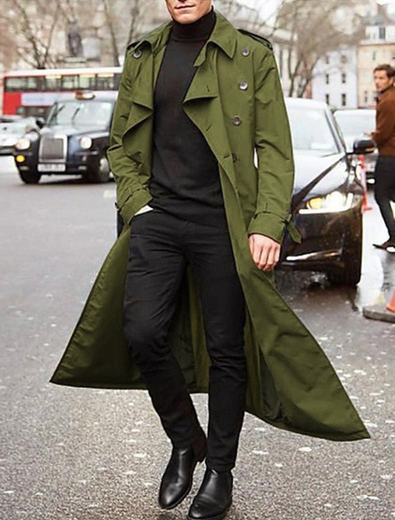 Men's Fashion Long Windbreaker Coat
