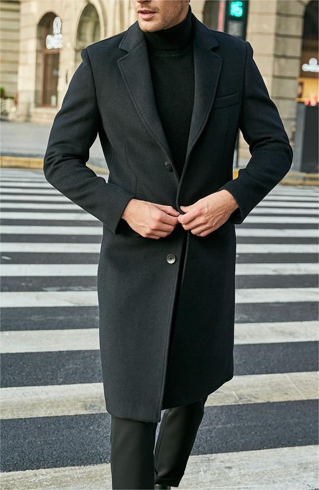 Men’s British Style Woolen Long Coat