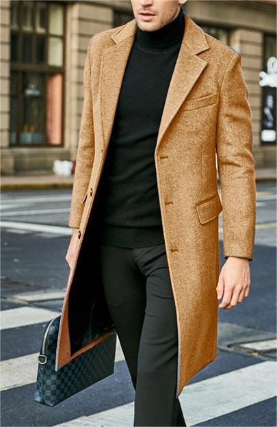 Men’s British Style Woolen Long Coat