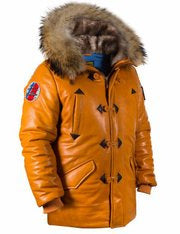 Yellow Hooded Casual Leather Jacket with Zipper and Side Pockets