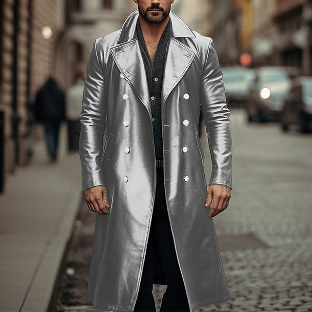 Men’s Vintage Mid-Length Leather Coat