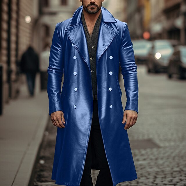 Men’s Vintage Mid-Length Leather Coat