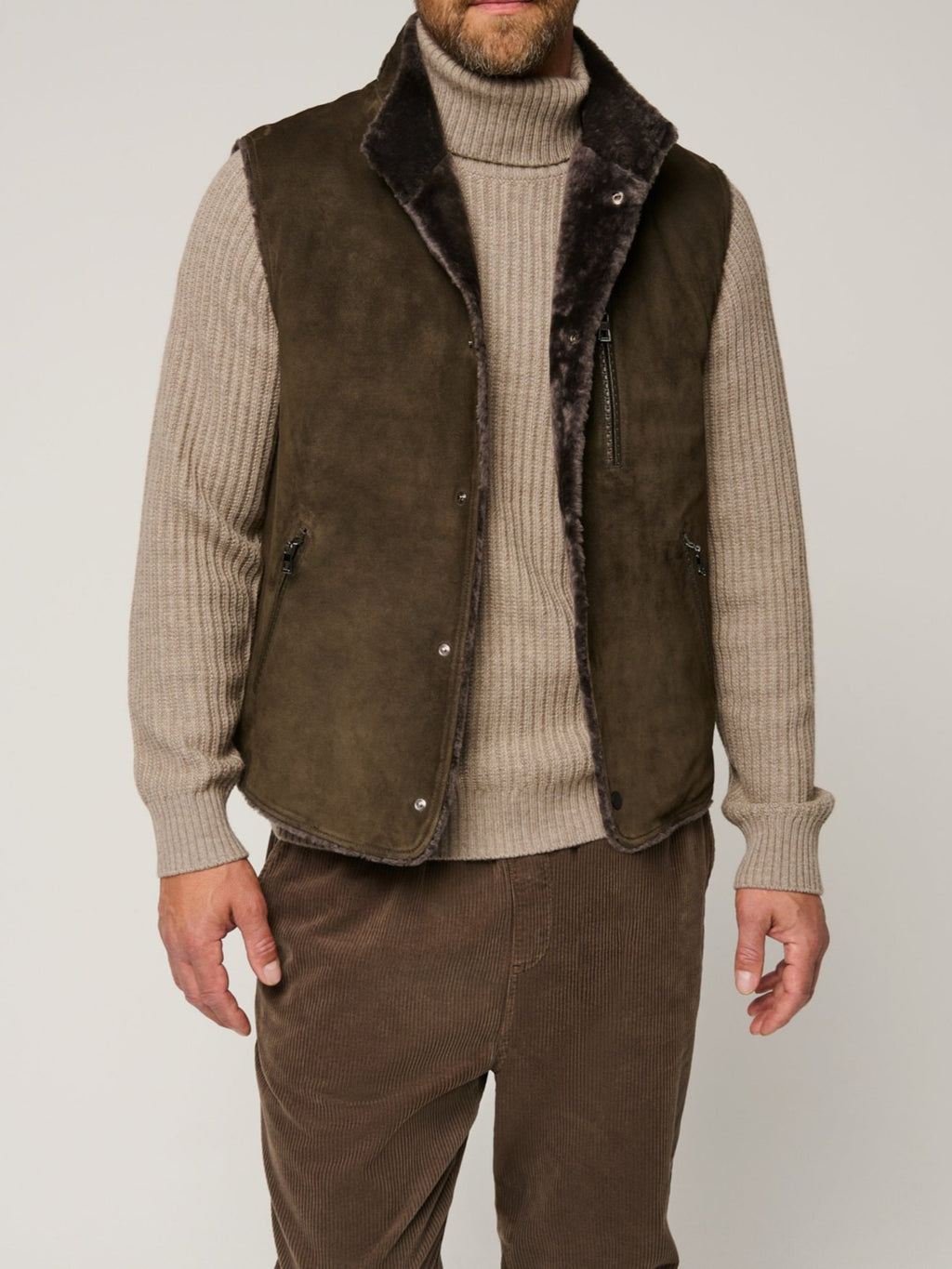 Men’s Fur One-Piece Lapel Vest Jacket