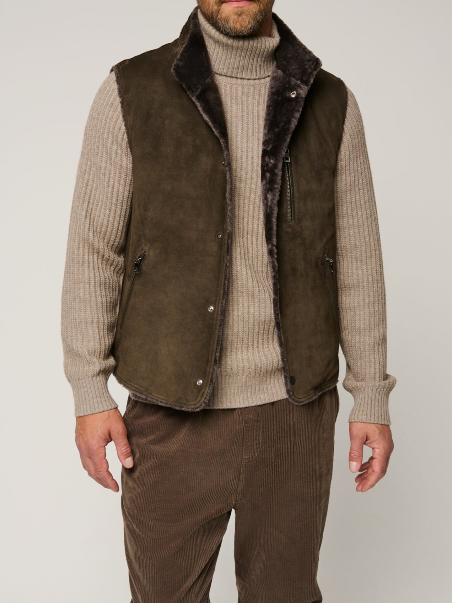 Men’s Fur One-Piece Lapel Vest Jacket