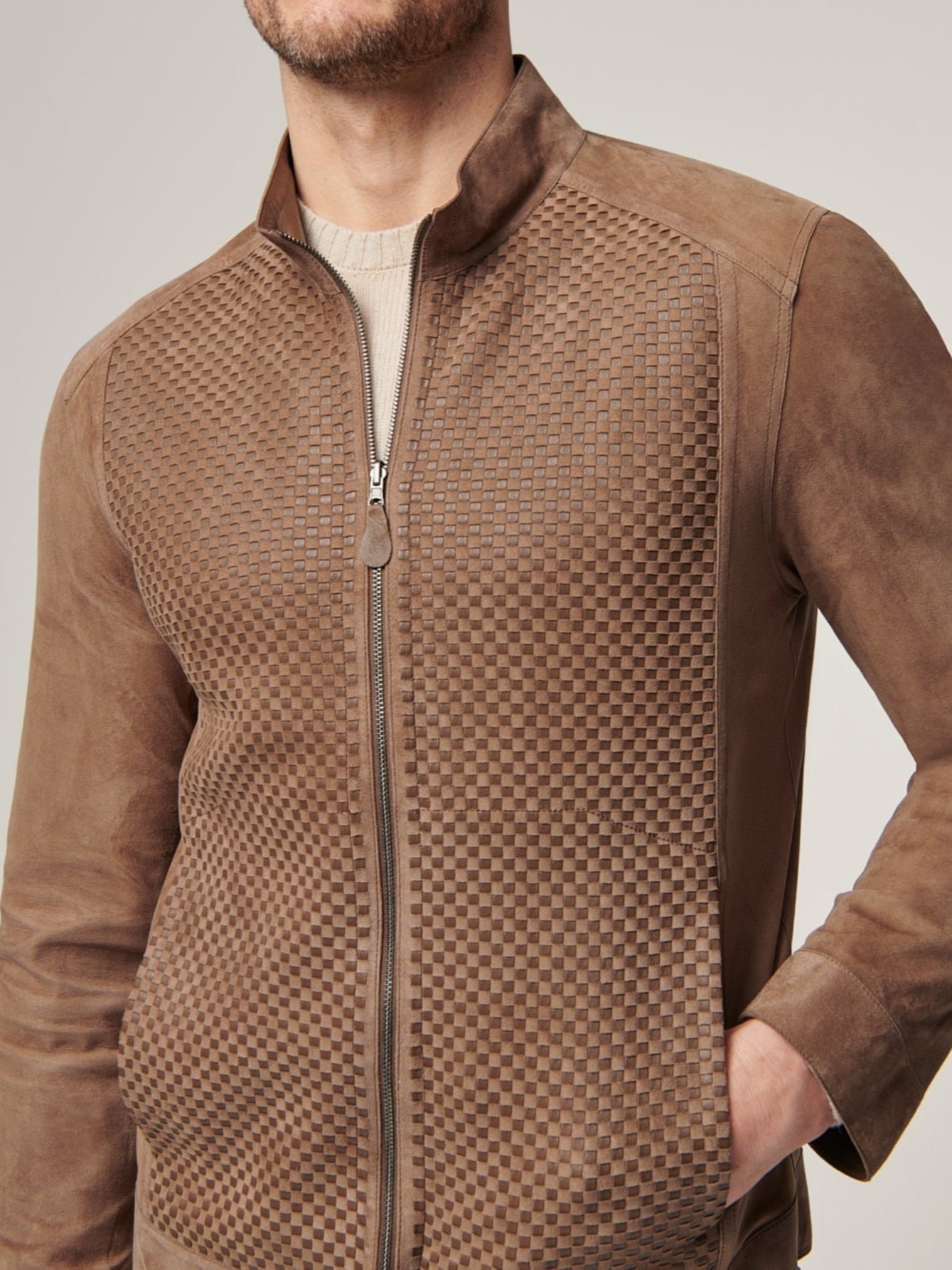 Men’s Plaid Double-Sided Vintage Leather Jacket