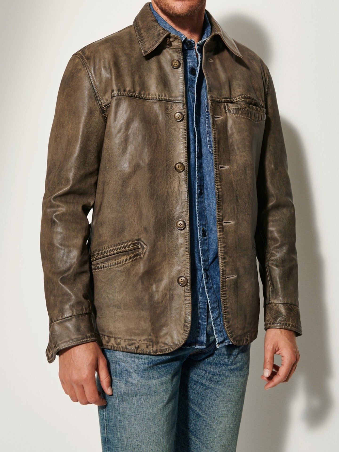 Men’s Retro Imitation Leather Lapel Jacket
