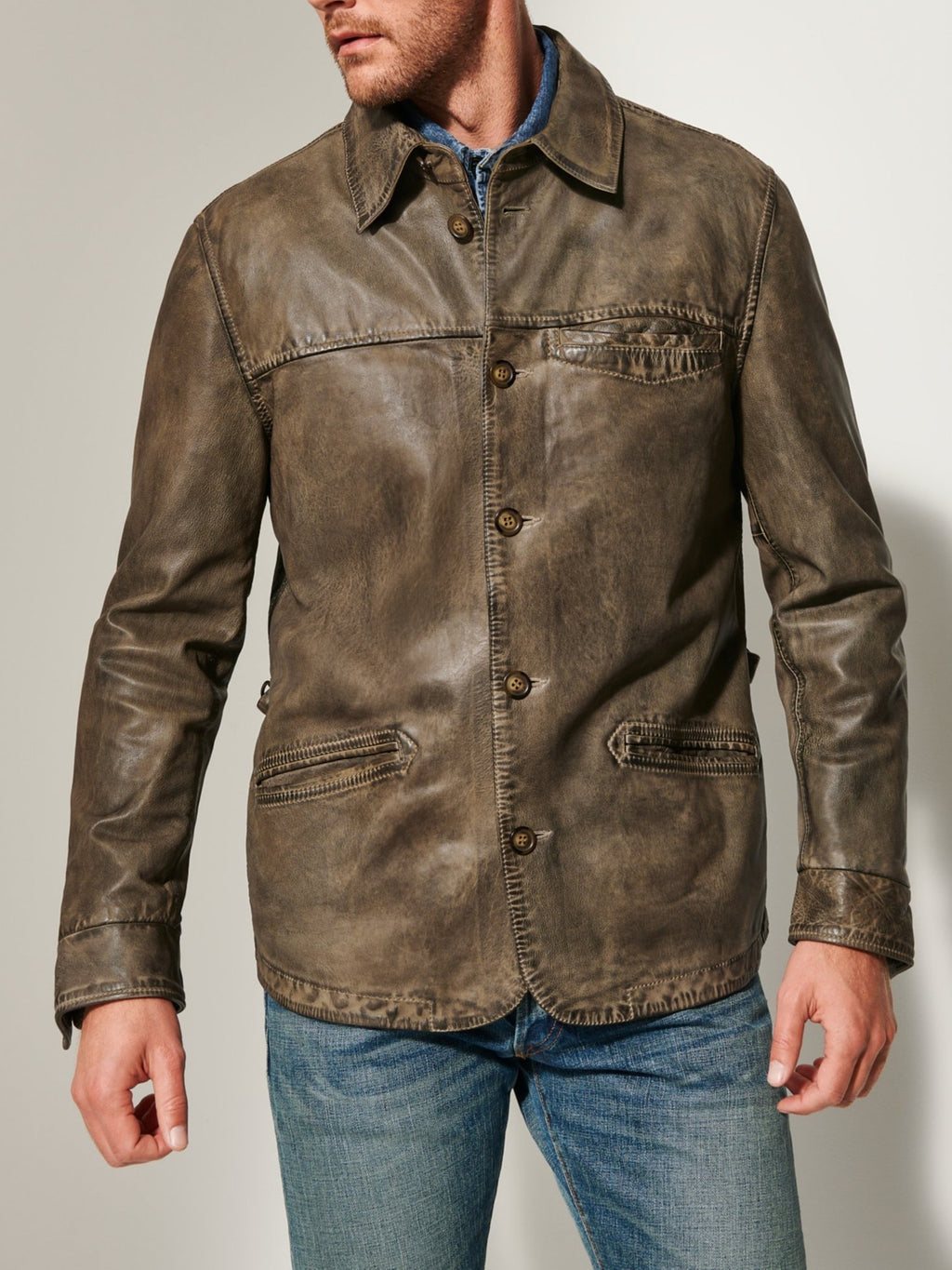 Men’s Retro Imitation Leather Lapel Jacket