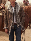 Men’s Two-Tone Fur and Leather Lapel Coat