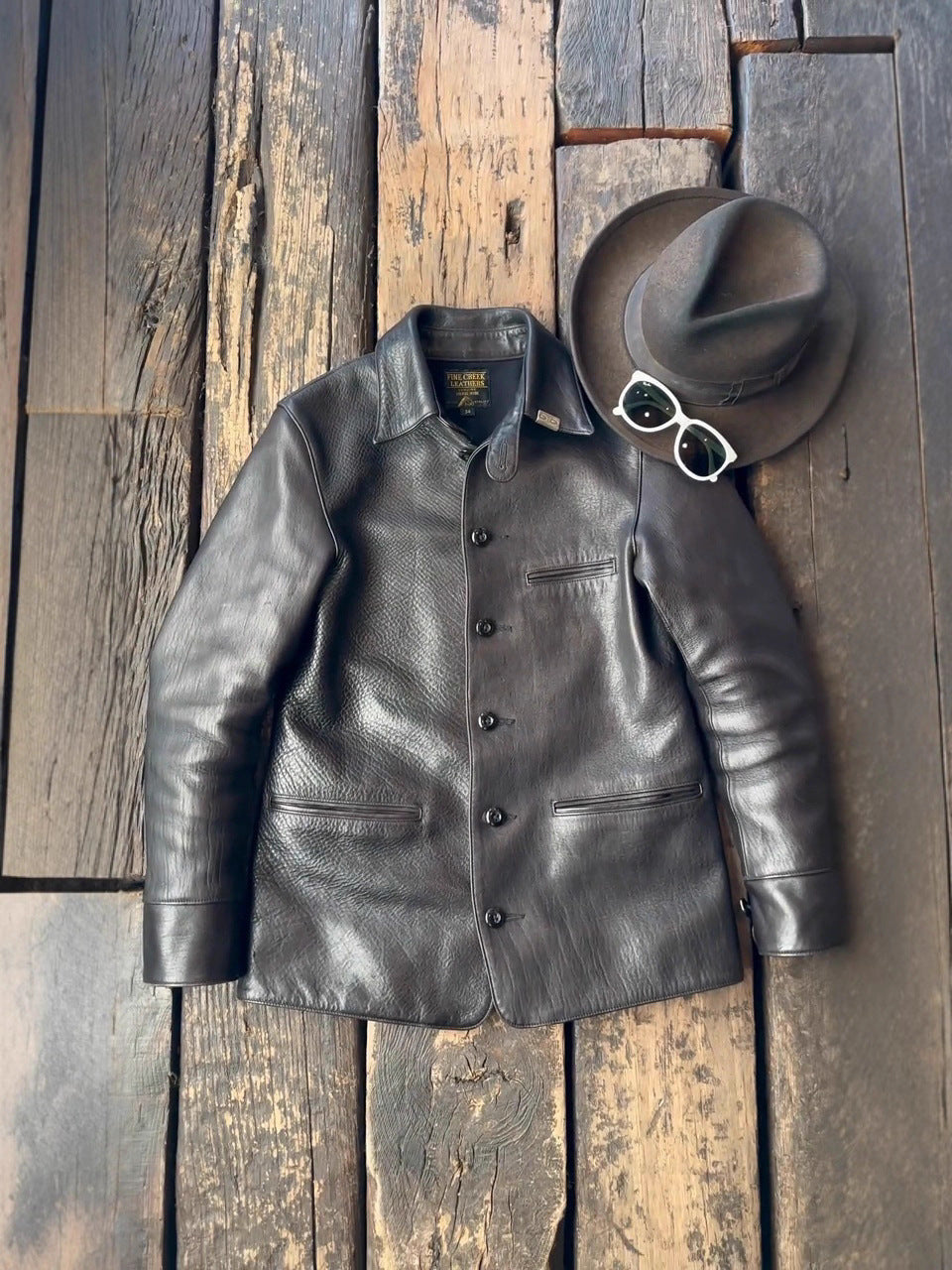 Men’s Retro PU Leather Lapel Button Jacket