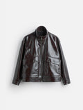 Cross-border independent station short leather lapel motorcycle loose work jacket