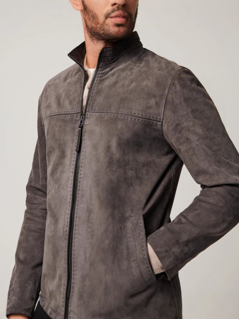 Cross-border men's casual suede zipper jacket