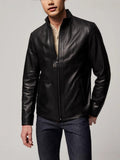 Cross-border men's Leather zipper jacket