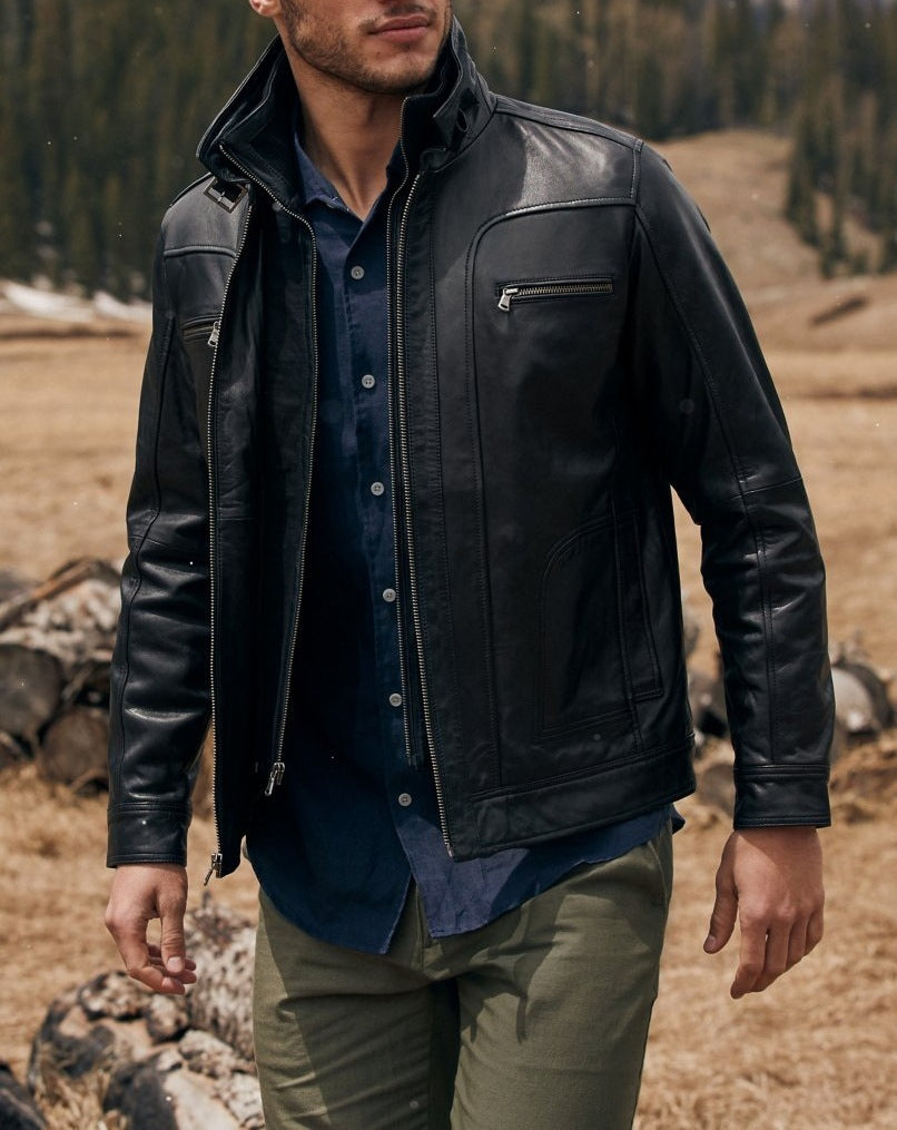 Cross-border men's retro lapel motorcycle leather jacket