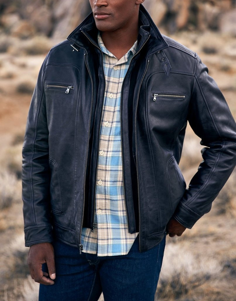 Cross-border men's retro lapel motorcycle leather jacket