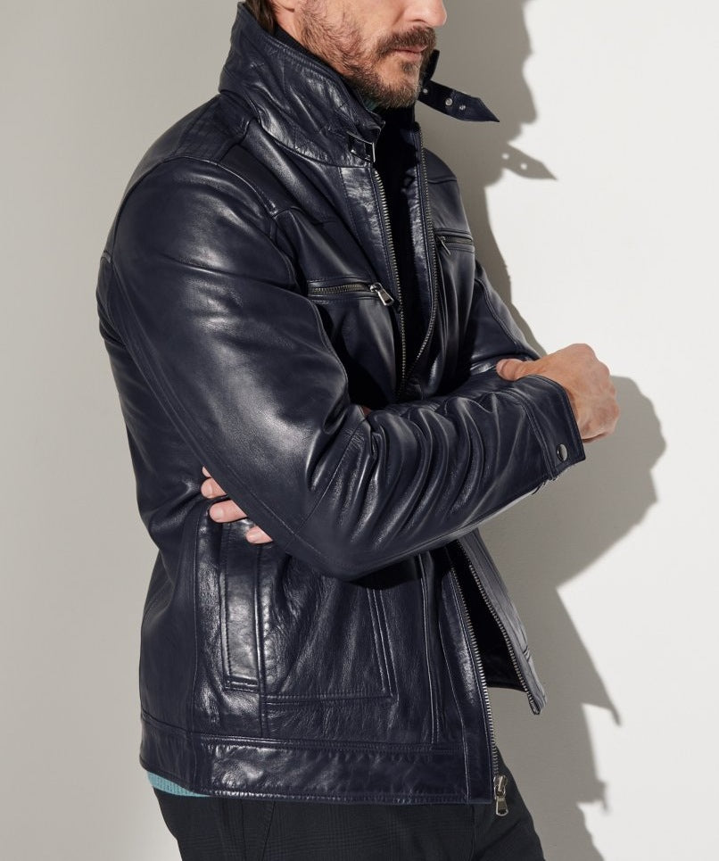 Cross-border men's retro lapel motorcycle leather jacket