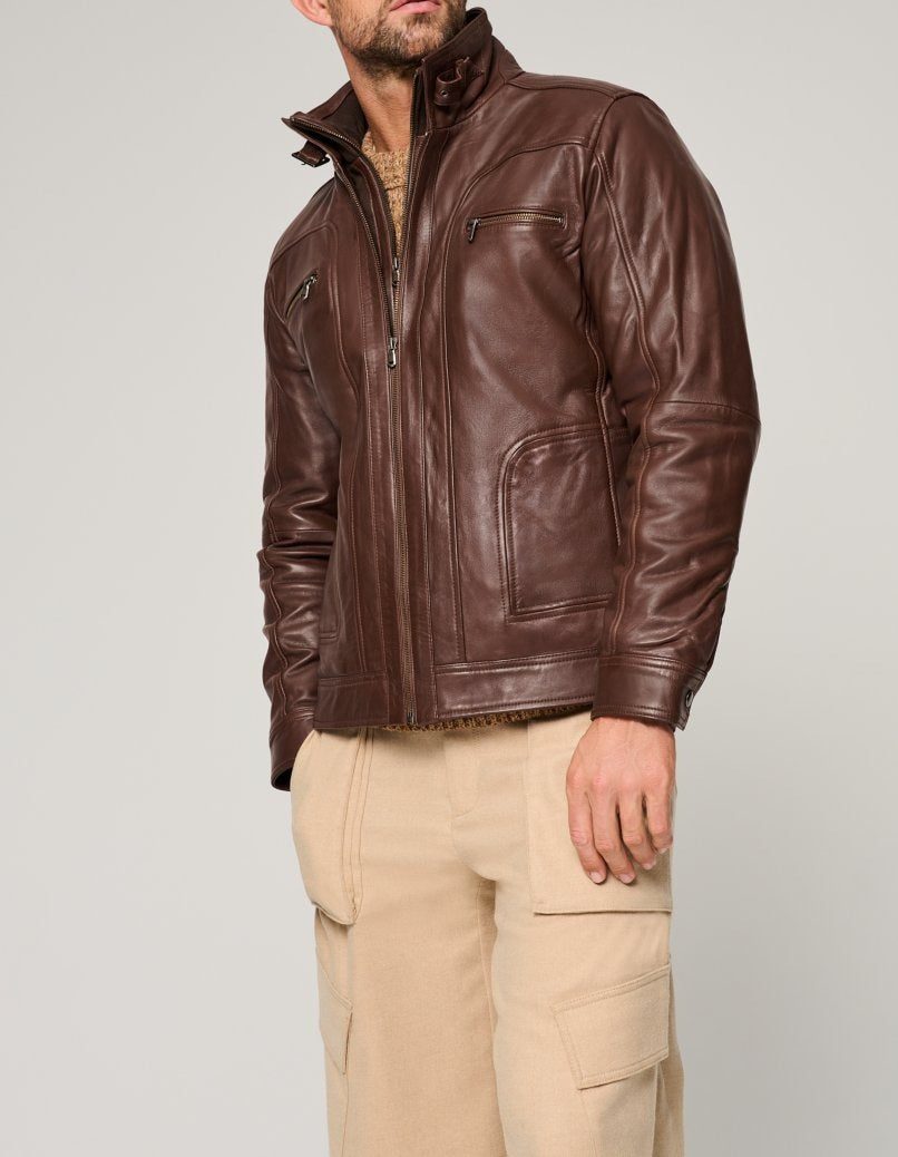 Cross-border men's retro lapel motorcycle leather jacket