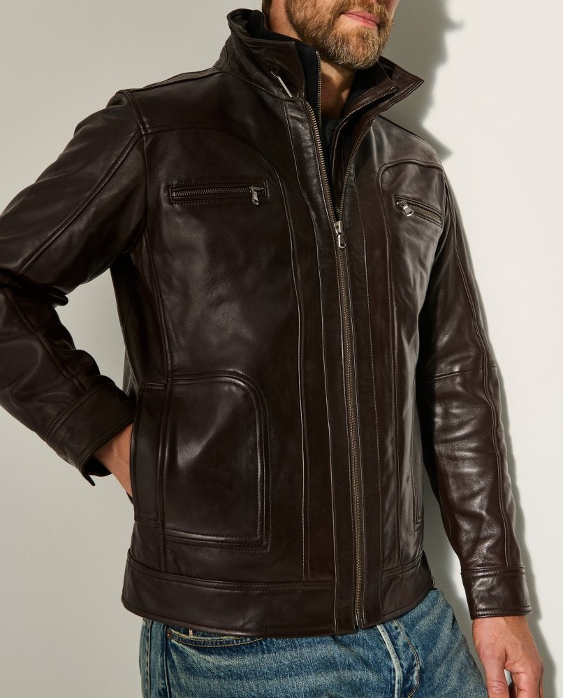 Cross-border men's retro lapel motorcycle leather jacket