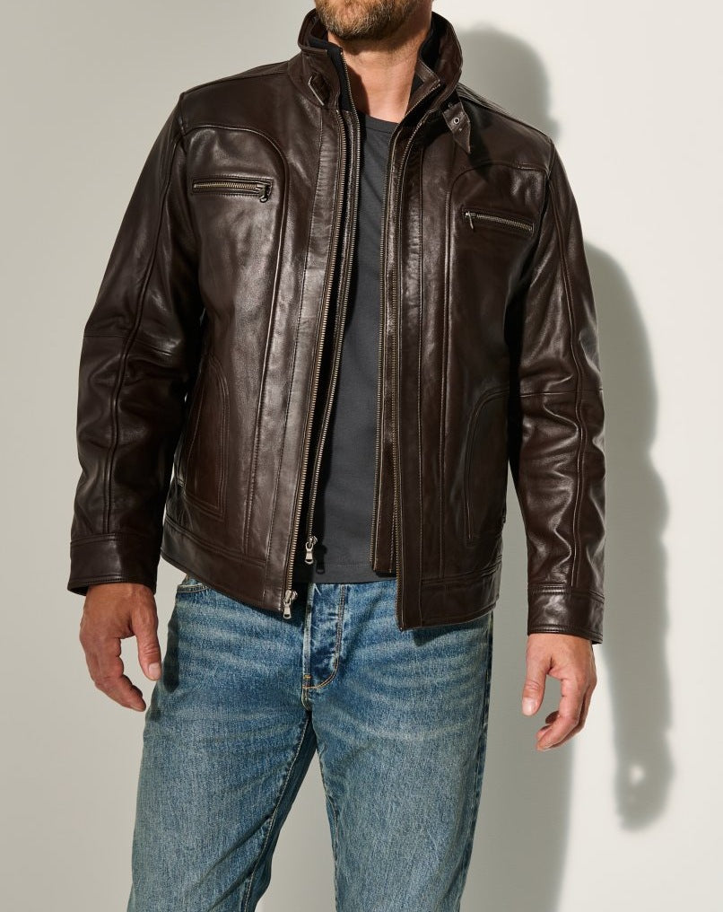 Cross-border men's retro lapel motorcycle leather jacket