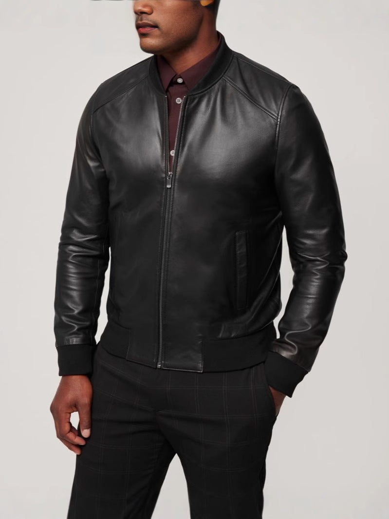Men’s Baseball Style PU Leather Jacket
