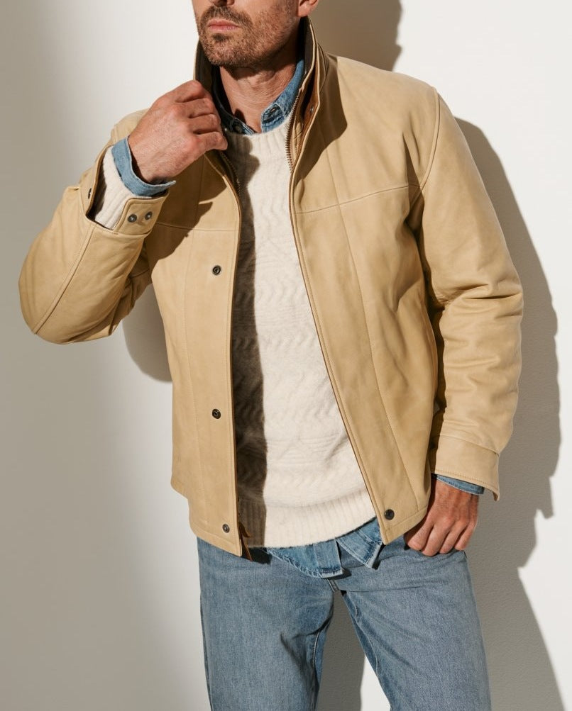 Men’s Double Collar Leather Jacket