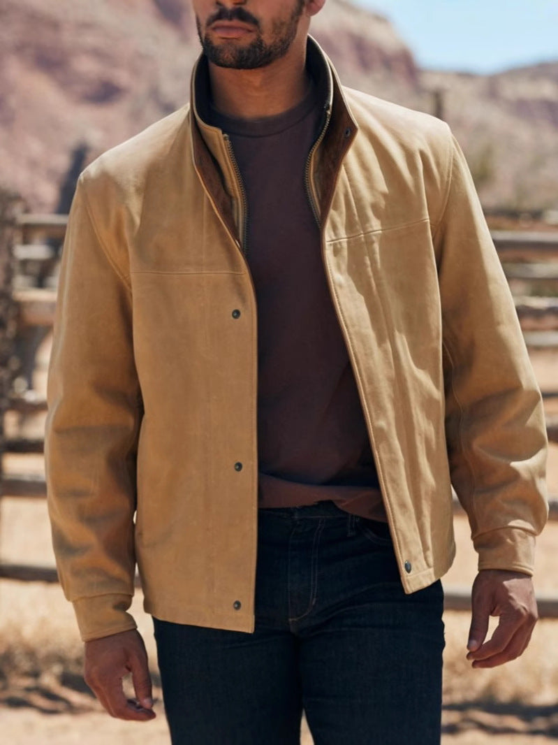 Men’s Double Collar Leather Jacket
