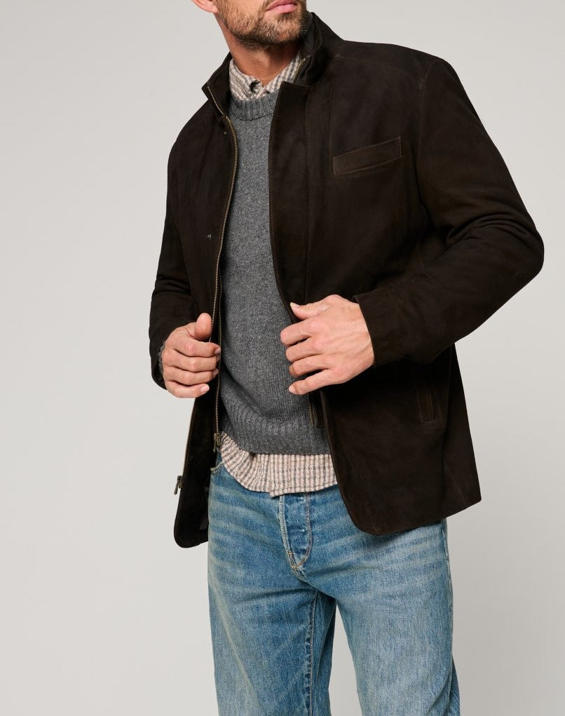 Men’s Zipper Button PU Leather Jacket