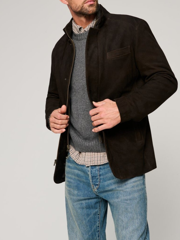 Men’s Zipper Button PU Leather Jacket