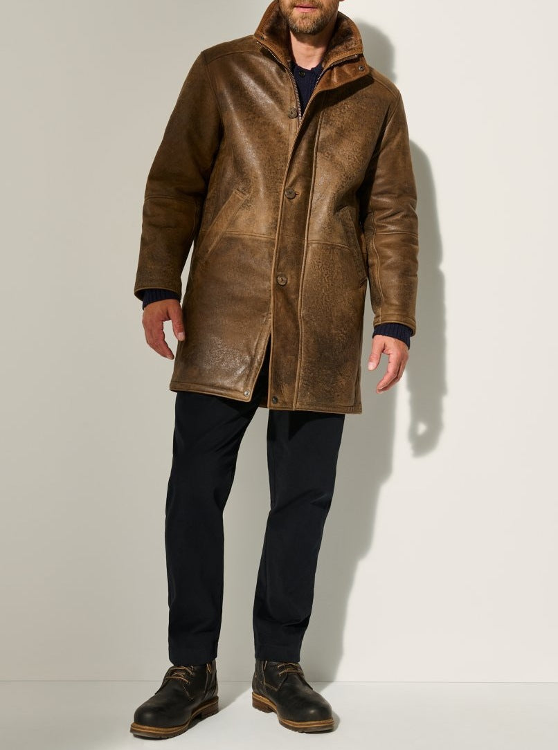 Men’s Double Collar Imitation Sheepskin Mid-Length Jacket