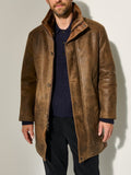 Men’s Double Collar Imitation Sheepskin Mid-Length Jacket