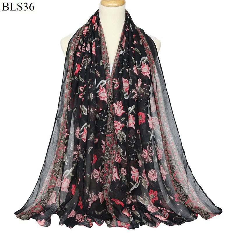 Women Polyester Scarves Beach Shawls Vintage Style Wraps