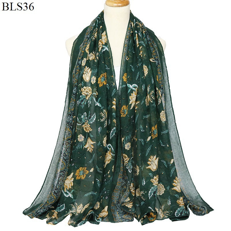 Women Polyester Scarves Beach Shawls Vintage Style Wraps