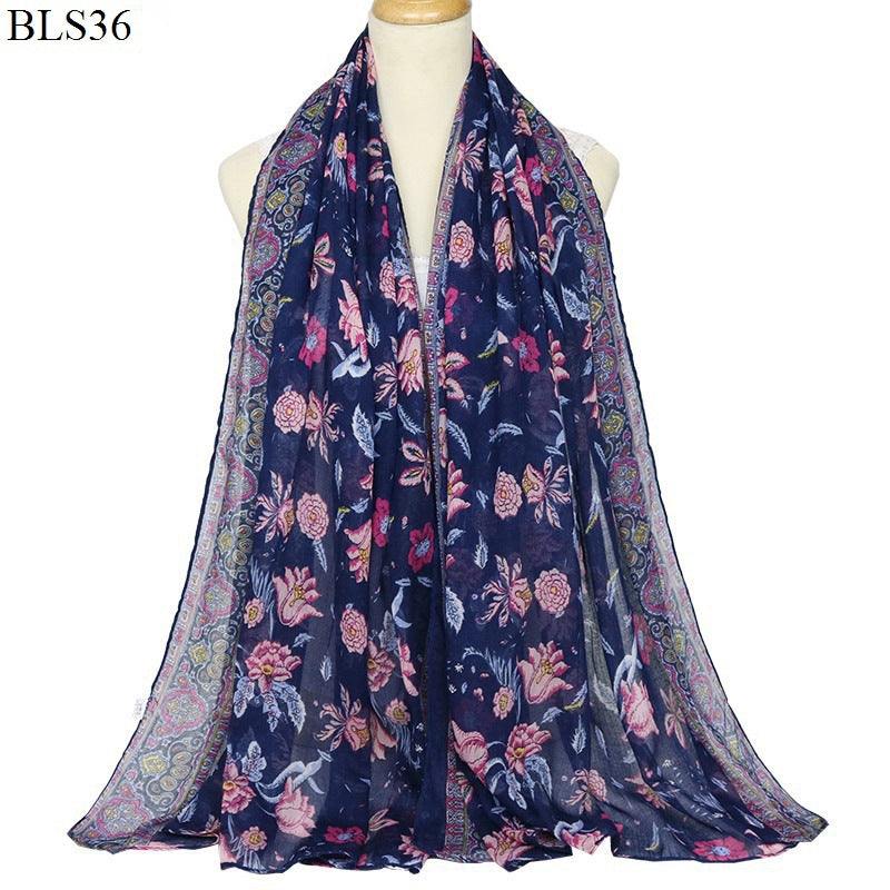 Women Polyester Scarves Beach Shawls Vintage Style Wraps