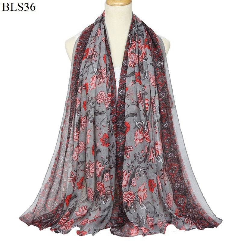 Women Polyester Scarves Beach Shawls Vintage Style Wraps