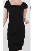 Women Kate Style Belt Designed Wasit Evening Dress Black