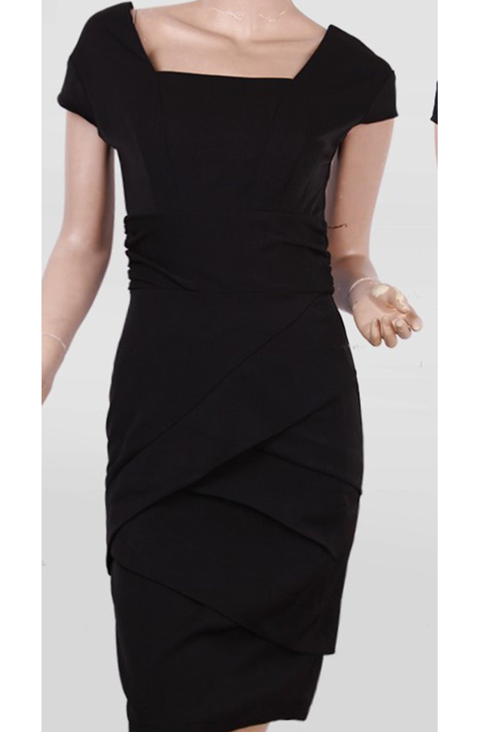 Women Kate Style Belt Designed Wasit Evening Dress Black