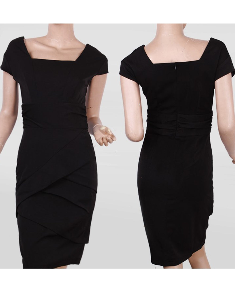 Women Kate Style Belt Designed Wasit Evening Dress Black